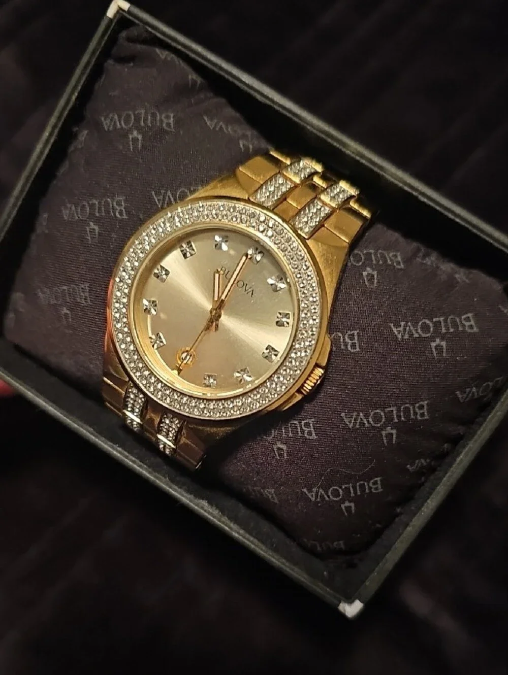Bulova Men's Gold-Tone Crystal Accent Watch